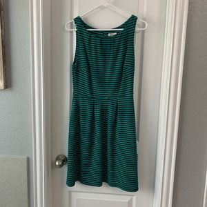 Navy and green striped dress